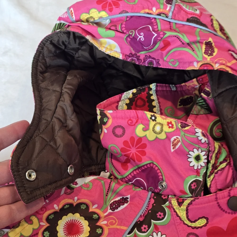 Hanna Andersson Floral Quilted Puffer Winter Jacket w/ features 8 / 130 EUC
